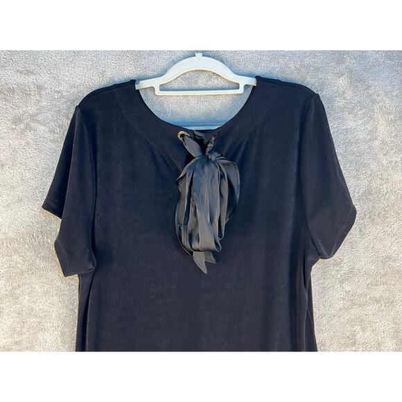 Chico's Dress Size XL Black Liquid Knit Back Tie Cocktail Preppy Holidays Party - Picture 4 of 6